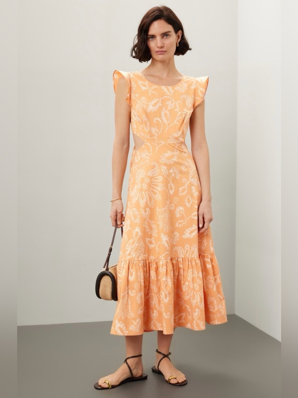 Marissa Webb~Flutter Sleeve Floral Cutout Midi Dress~Size 4~$375~